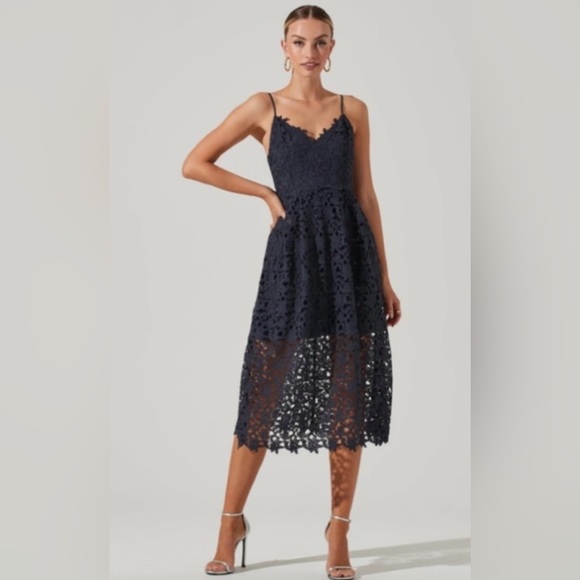 Astr Deep Purple Lace Midi Dress - Picture 1 of 10
